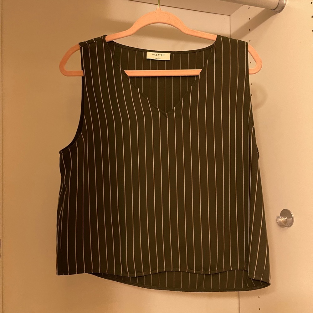 Babaton Pinstriped Crop Blouse